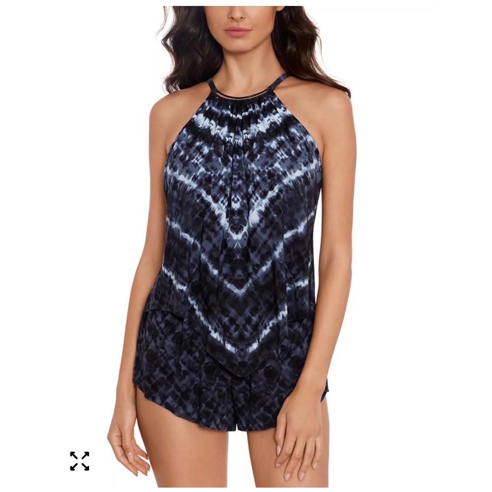 Magicsuit Women Vera Cruz Goldie Halter Swim Romper Sz 16 6018033 Tie-dye Modest